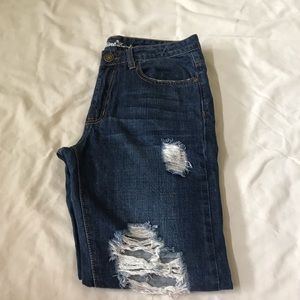 Dark Wash Ripped Mom Jeans